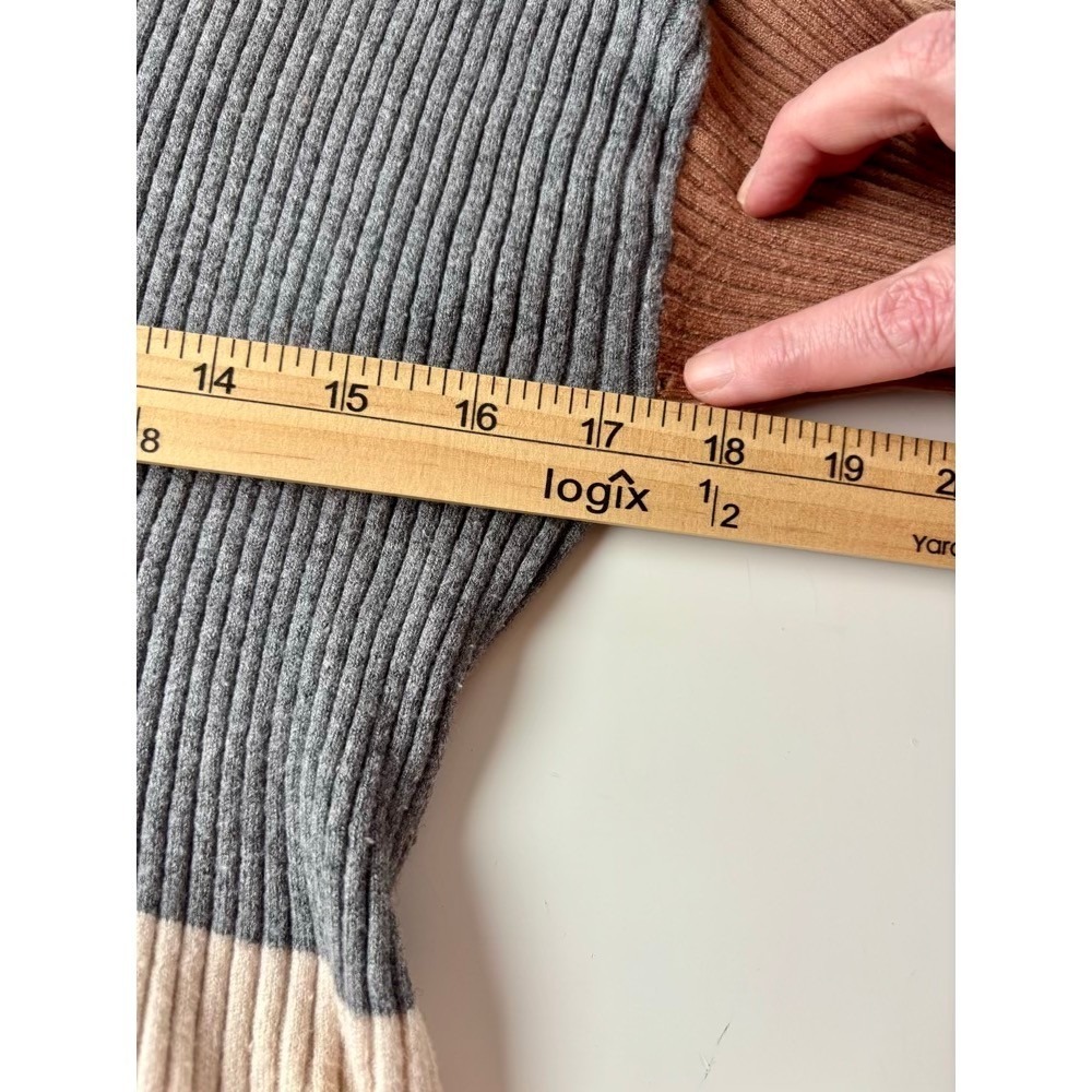 Polagram Colorblock Ribbed Knit Sweater Tunic 1XL Cabin Cozy Brown Long Sleeve - Picture 4 of 9